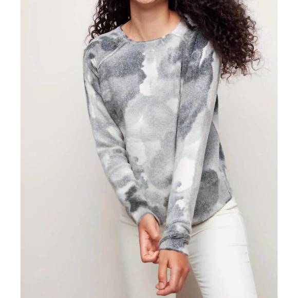 NEW CHARLIE B reversible printed crew neck sweater in charcoal - Picture 2 of 3